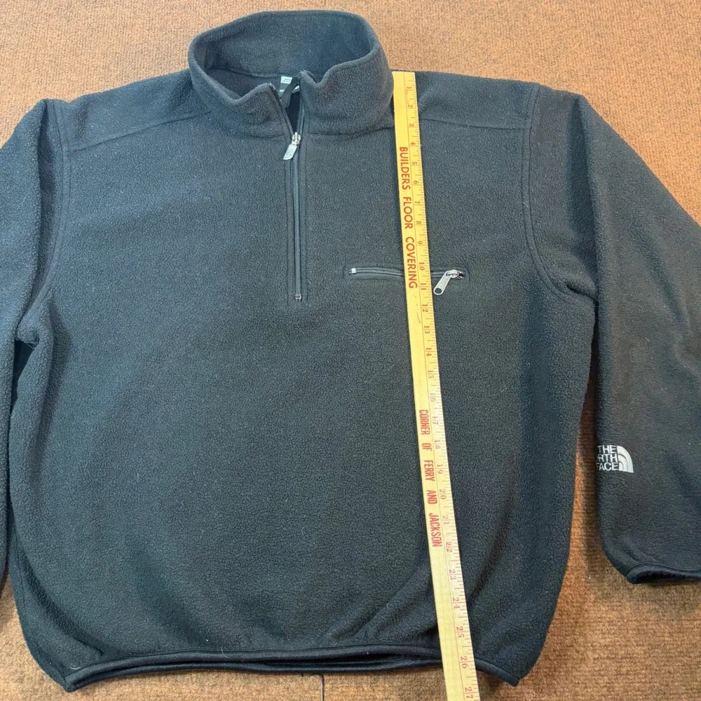 A+ The North Face Fleece Pullover Mens XL Black 1/4 Zip Made in USA Vintage R672